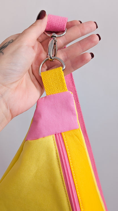 80s Hipbag Bauchtasche Cross Body Bag Tupfen Pastell Yellow