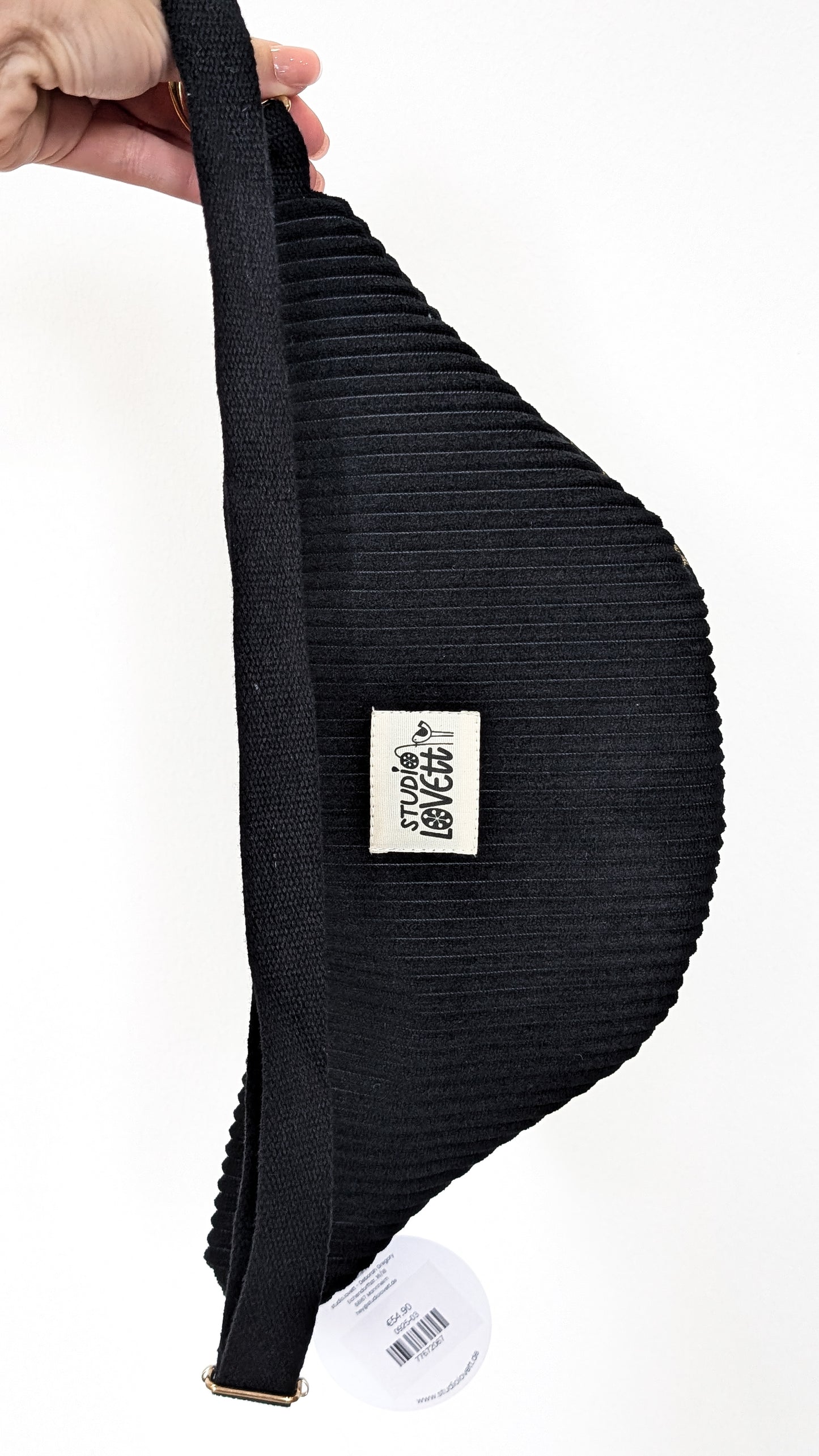 Edle Hipbag Cord Bauchtasche Schwarz/Gold Drachenschuppen