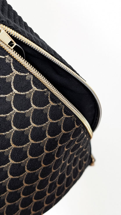 Edle Hipbag Cord Bauchtasche Schwarz/Gold Drachenschuppen