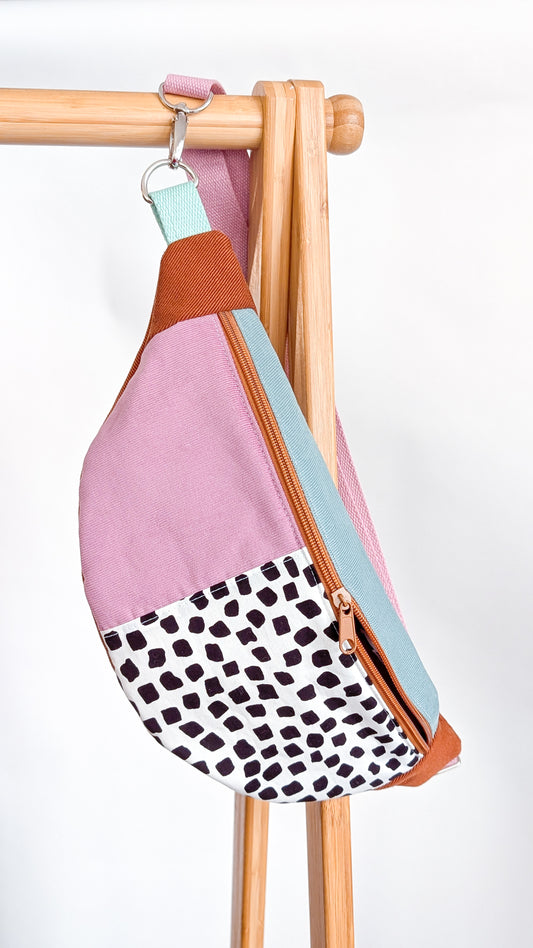 Herbstliche 80s Bauchtasche Cross Body Bag Tupfen Pastell CORD