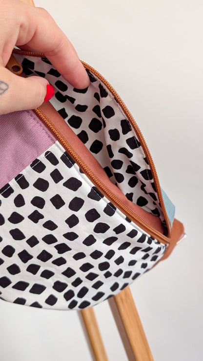 Herbstliche 80s Bauchtasche Cross Body Bag Tupfen Pastell CORD