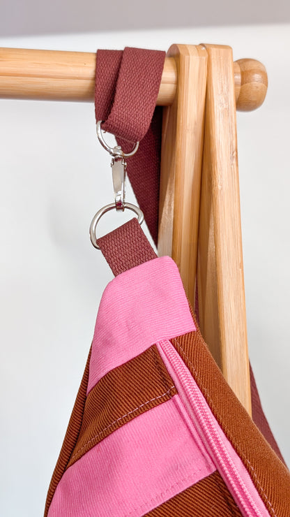 Streifen Hipbag Bauchtasche Patchwork Bag Pink/Braun DACKEL