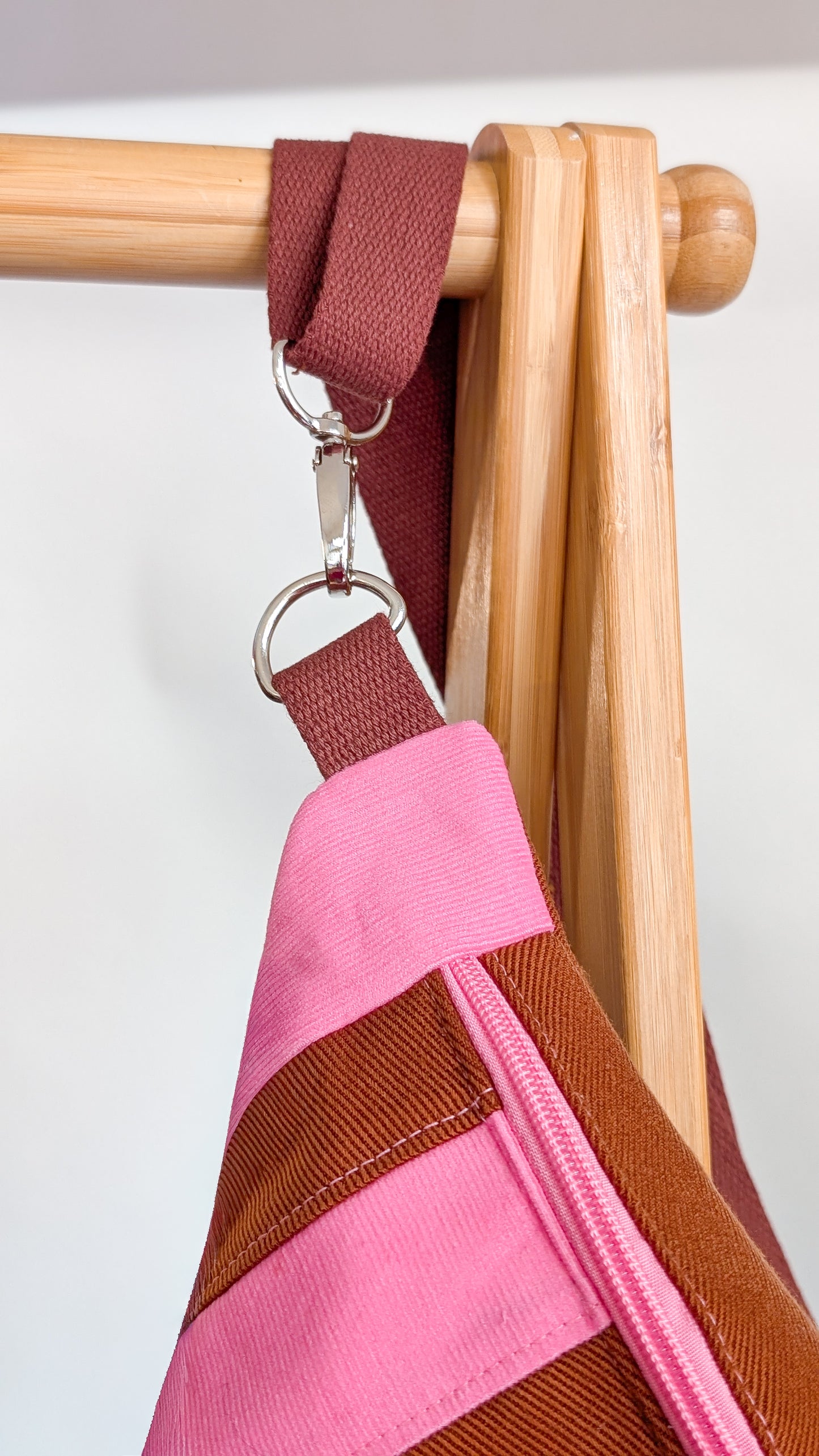 Streifen Hipbag Bauchtasche Patchwork Bag Pink/Braun DACKEL