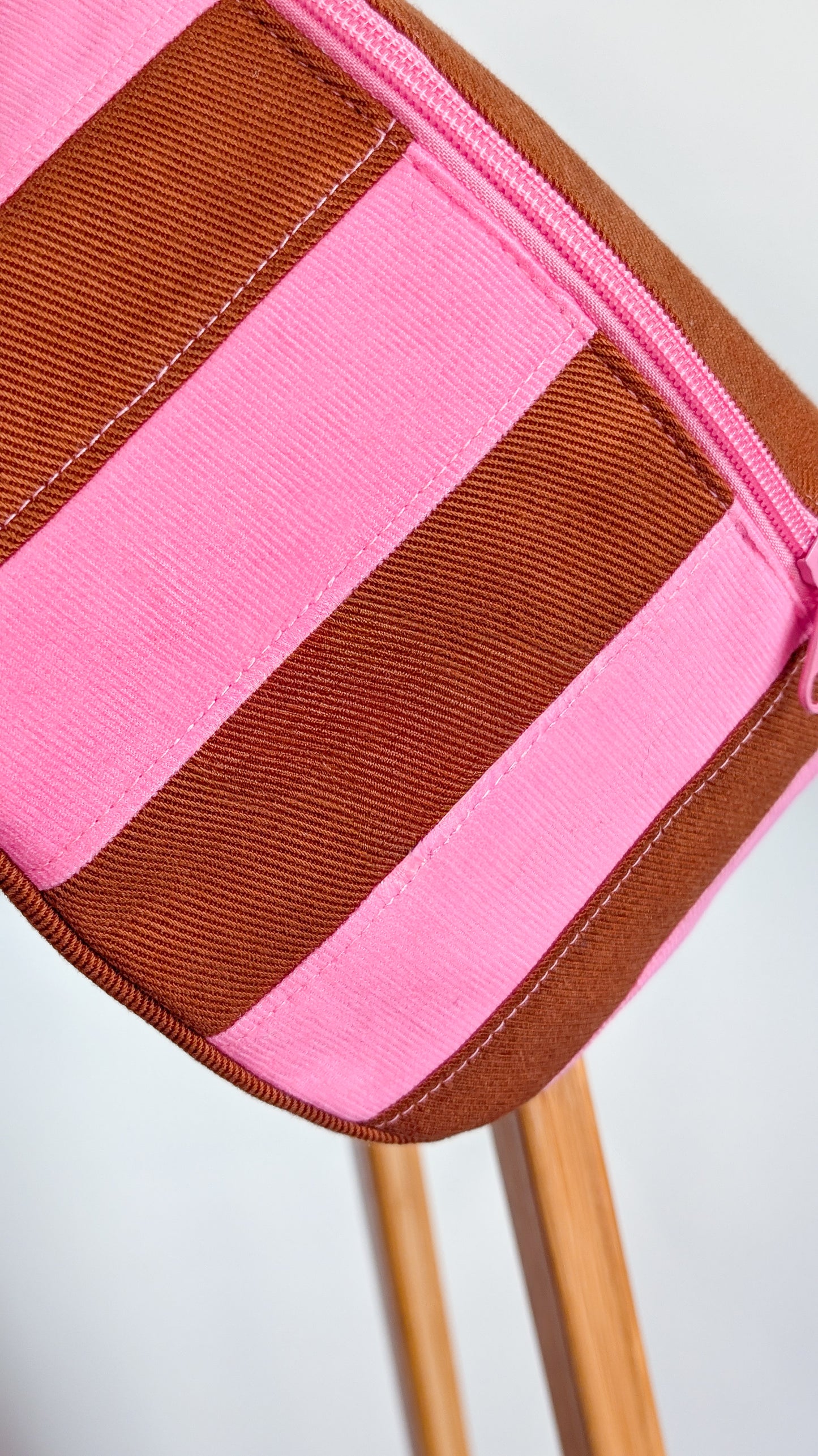 Streifen Hipbag Bauchtasche Patchwork Bag Pink/Braun DACKEL