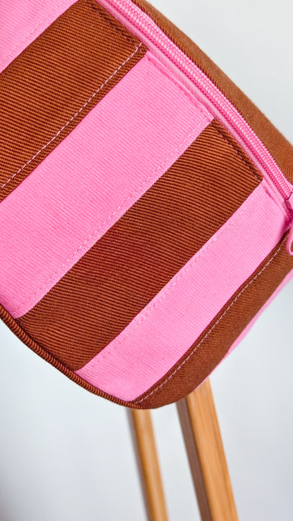 Streifen Hipbag Bauchtasche Patchwork Bag Pink/Braun DACKEL
