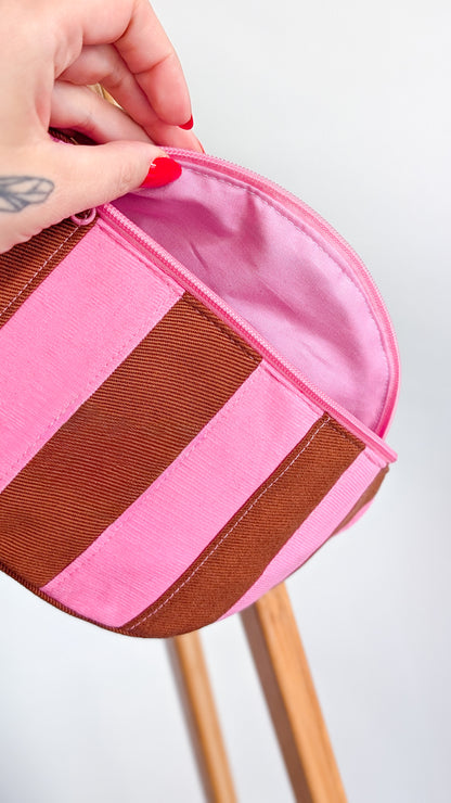 Streifen Hipbag Bauchtasche Patchwork Bag Pink/Braun DACKEL