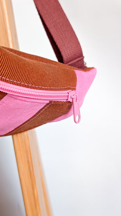 Streifen Hipbag Bauchtasche Patchwork Bag Pink/Braun DACKEL