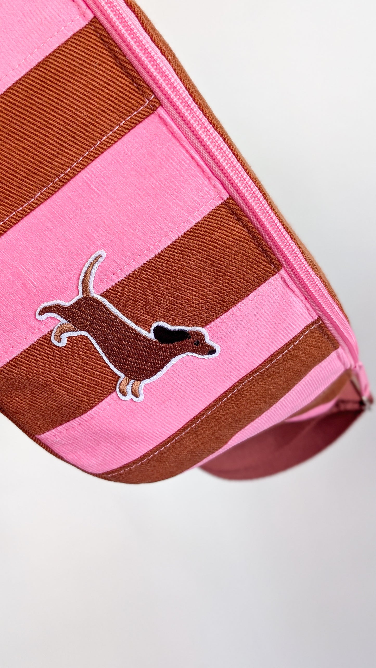 Streifen Hipbag Bauchtasche Patchwork Bag Pink/Braun DACKEL