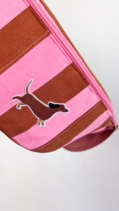 Streifen Hipbag Bauchtasche Patchwork Bag Pink/Braun DACKEL