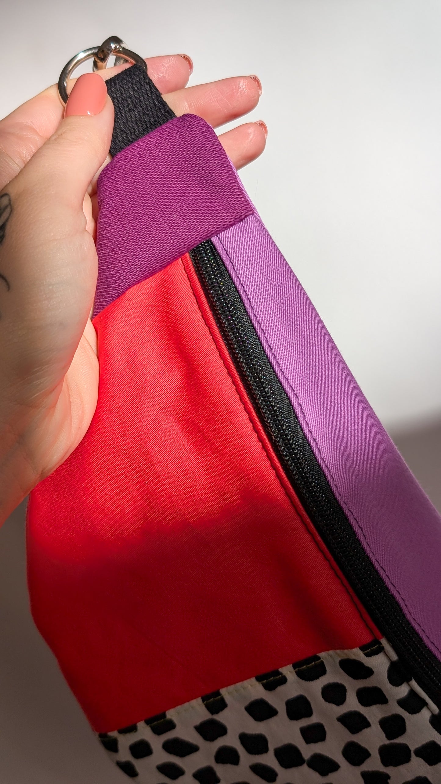 80s Patch Hipbag Bauchtasche Colorblock Cross Body Bag Vibrant Coral & Lavender