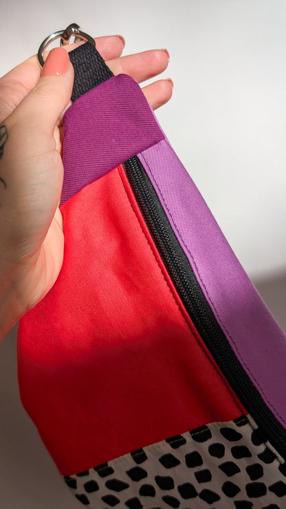 80s Patch Hipbag Bauchtasche Colorblock Cross Body Bag Vibrant Coral & Lavender