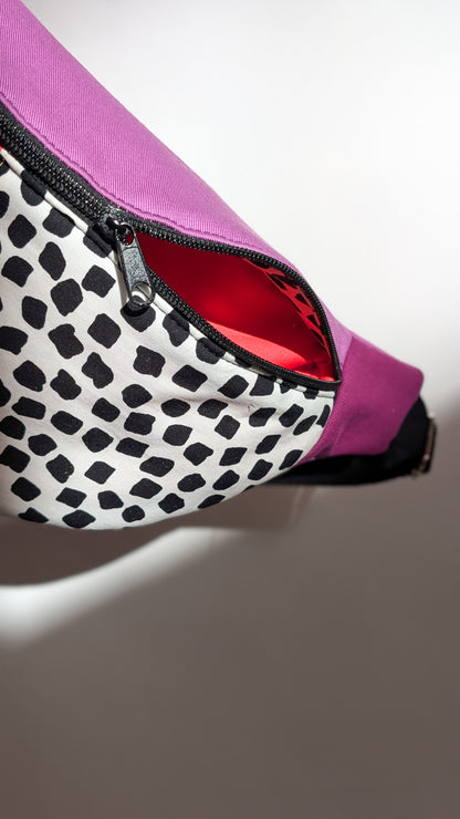 80s Patch Hipbag Bauchtasche Colorblock Cross Body Bag Vibrant Coral & Lavender