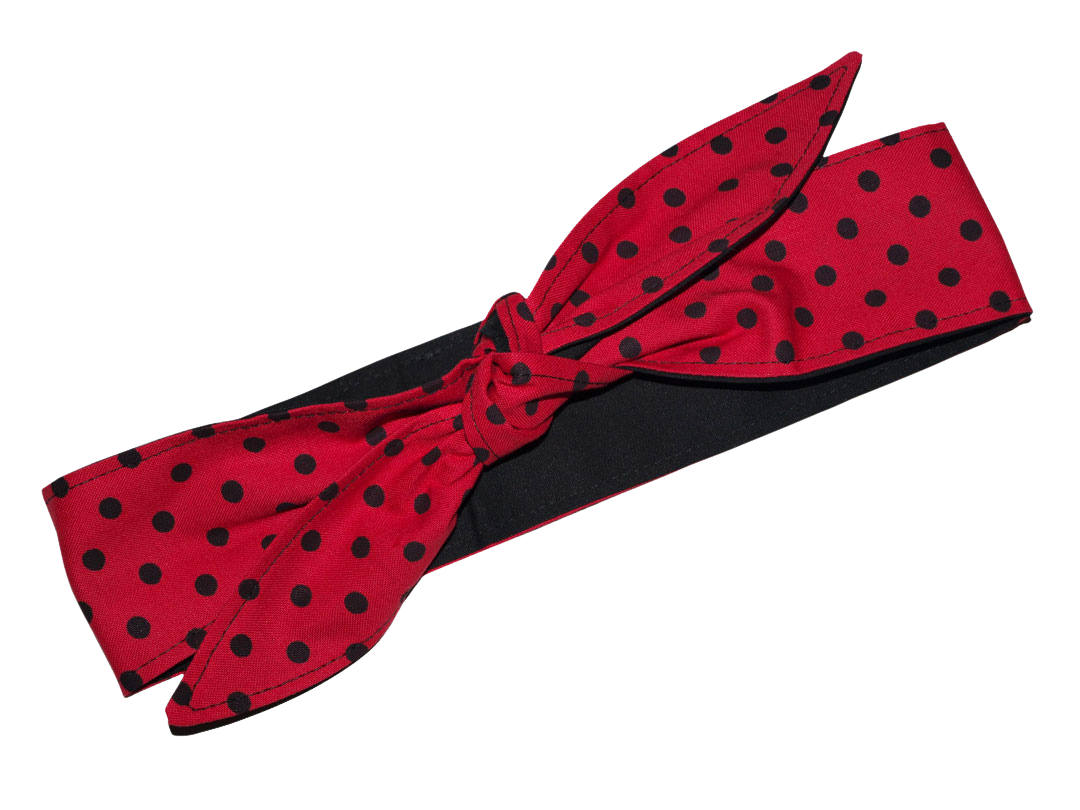 MAE_58 Wende Bandana Haarband Polkadots Rot Schwarz Marienkäfer