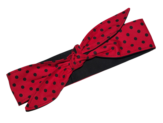 MAE_58 Wende Bandana Haarband Polkadots Rot Schwarz Marienkäfer