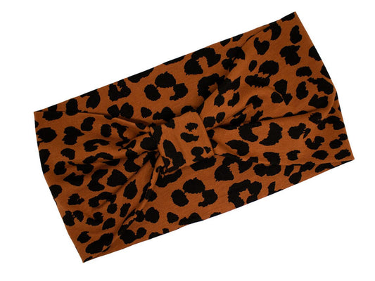 BELLA_88 Turban Stirnband Caramel/Schwarz Leopard