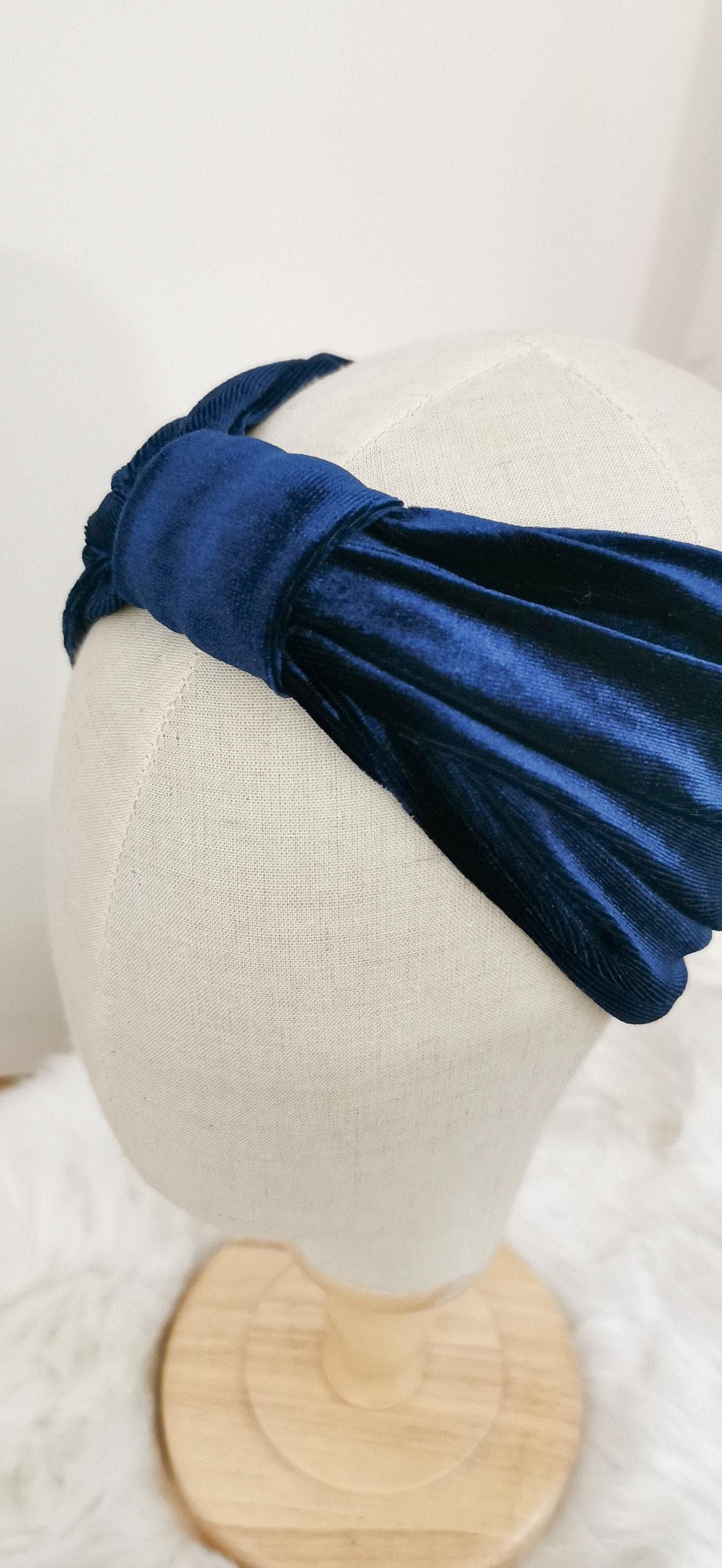 BELLA_21 Retro Rockabilly Turban Stirnband Samt NACHTBLAU