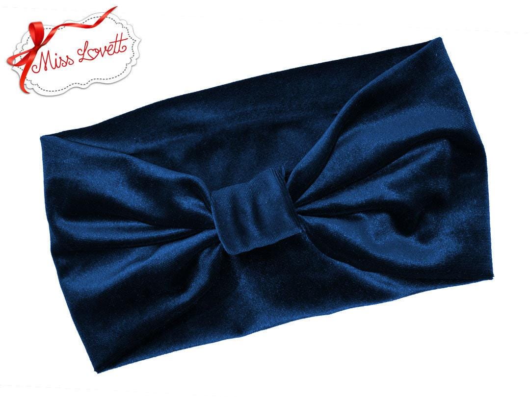 BELLA_21 Retro Rockabilly Turban Stirnband Samt NACHTBLAU