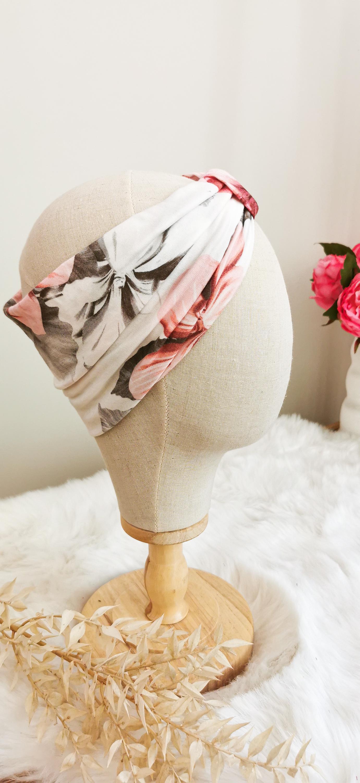 Weiches Turban Stirnband Tropisch Lilien Zartrosé