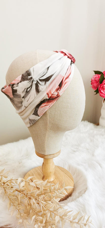 Weiches Turban Stirnband Tropisch Lilien Zartrosé