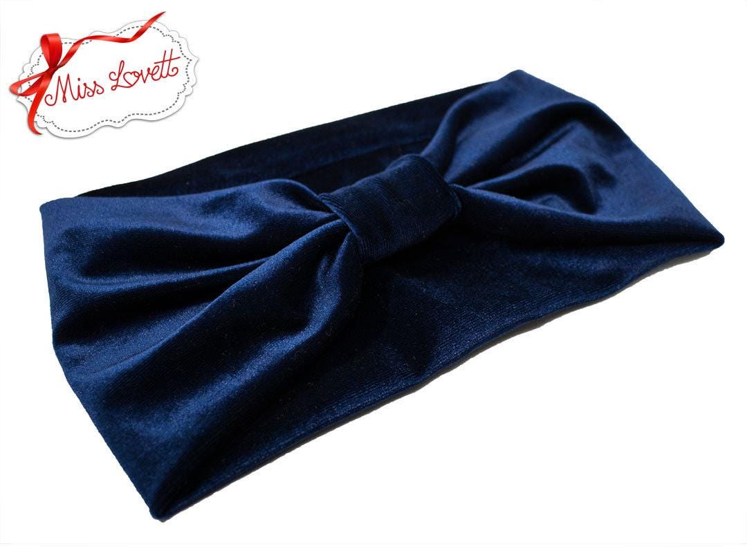 BELLA_21 Retro Rockabilly Turban Stirnband Samt NACHTBLAU