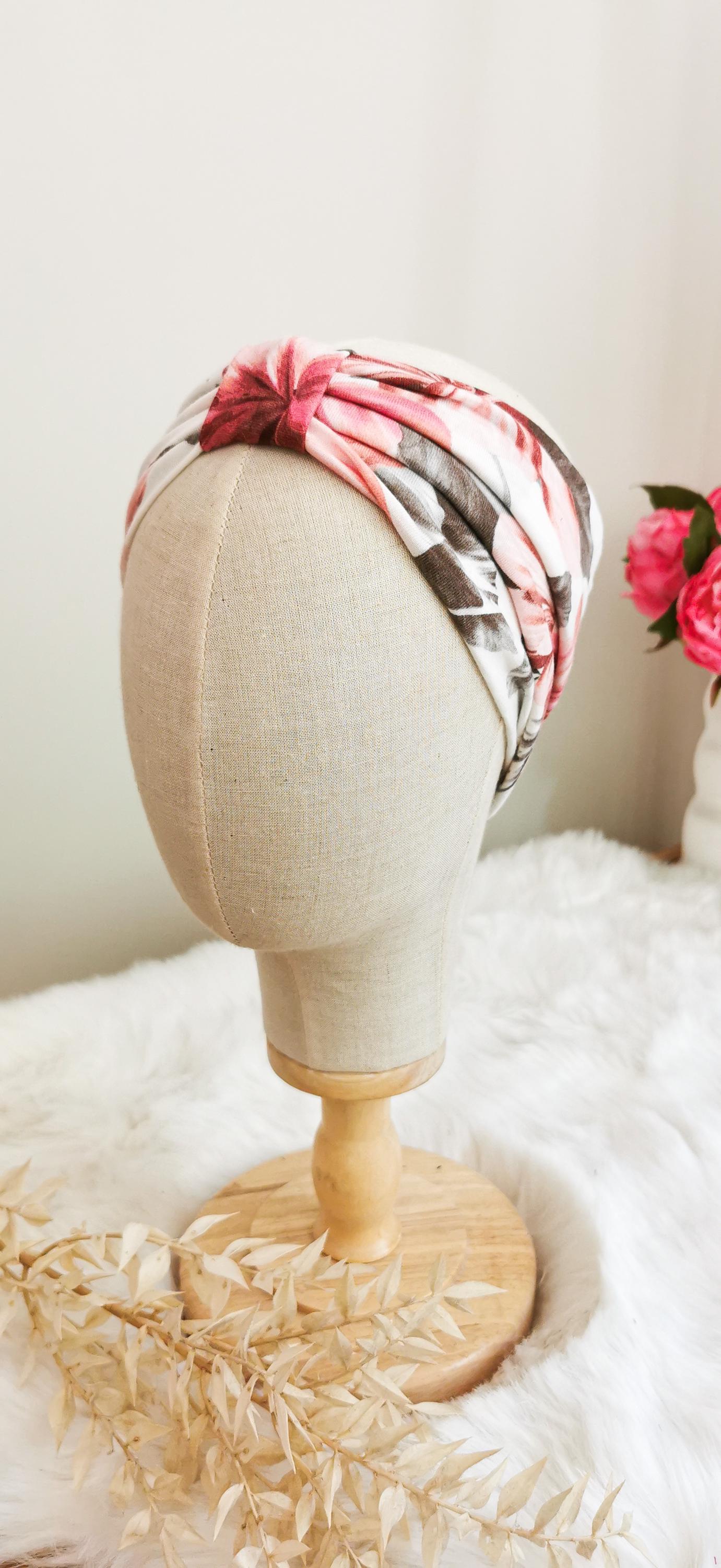 Weiches Turban Stirnband Tropisch Lilien Zartrosé