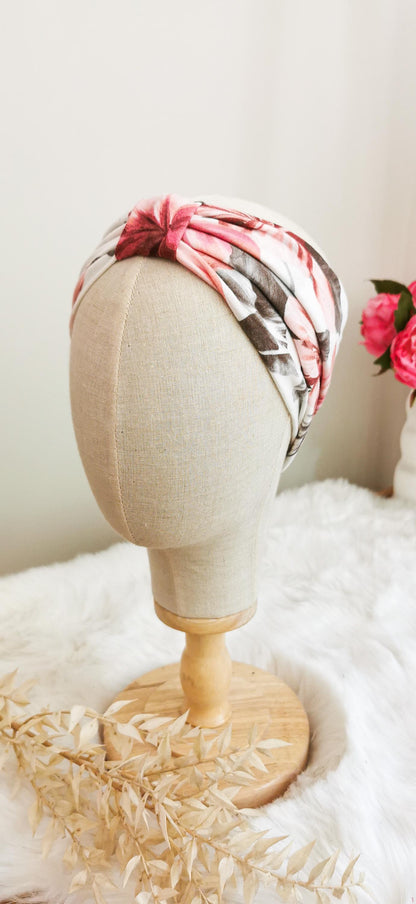 Weiches Turban Stirnband Tropisch Lilien Zartrosé