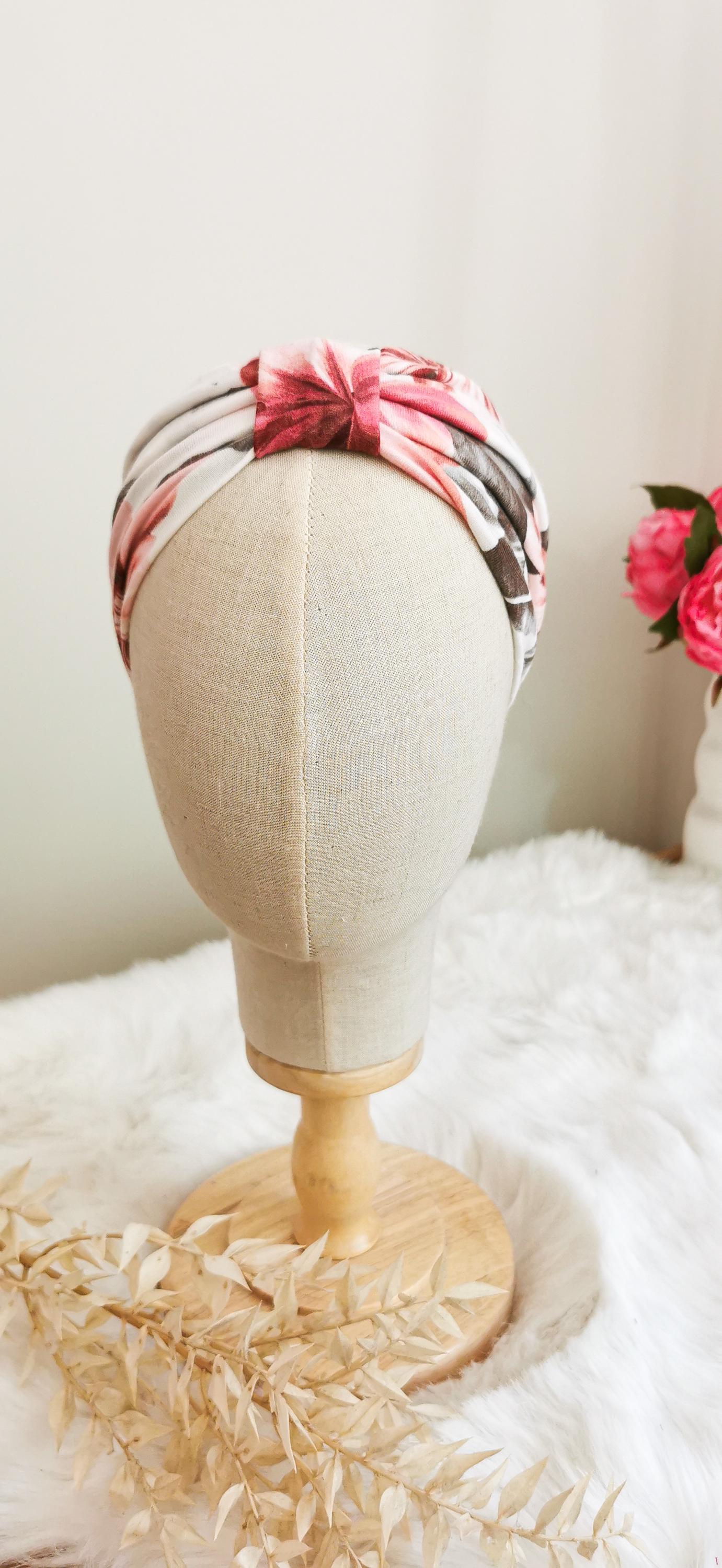 Weiches Turban Stirnband Tropisch Lilien Zartrosé