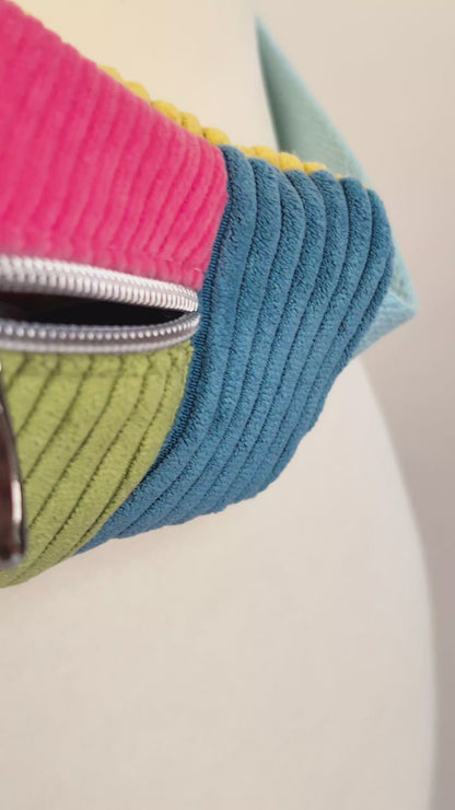 Bunte Colorblocking Cord Bauchtasche Sommer TROPICAL Tucans
