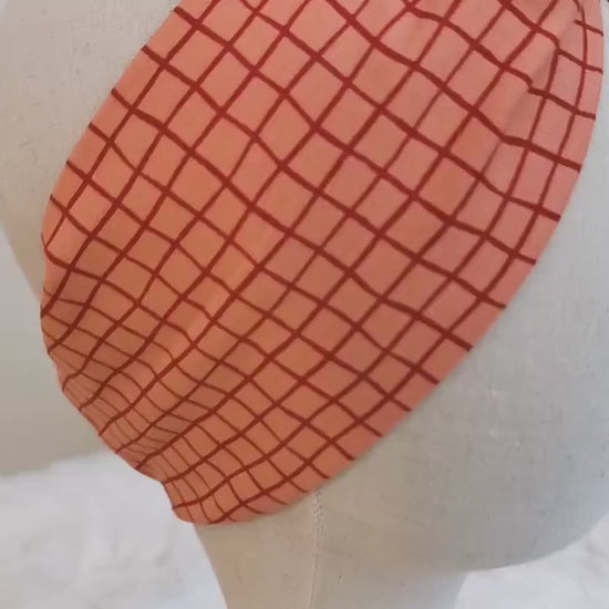 Weiches Retro Turban Stirnband Weiß/Schwarz kariert