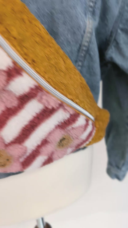 Große XL Umhängetasche Teddy Plüsch Tasche Gelb Smiley Daisies