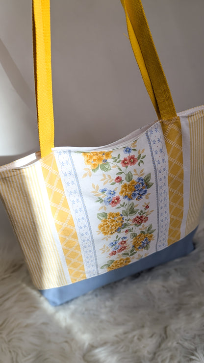 Upcycling Einkaufsbeutel Hortensien Einkaufstasche "Omi's Couchbezug"