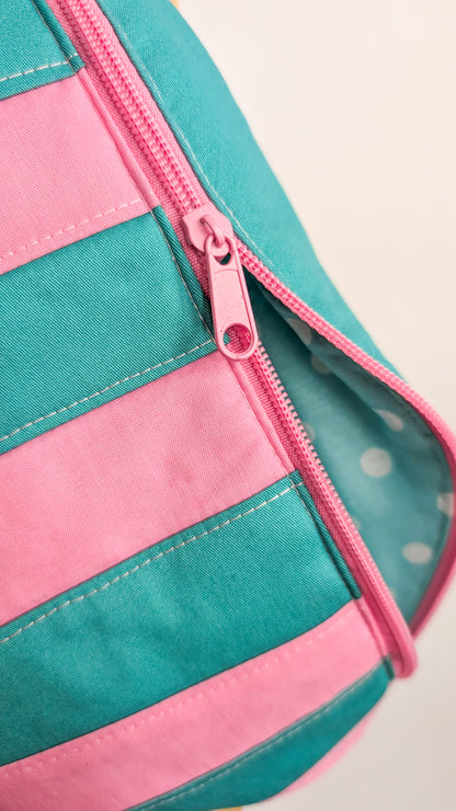 Bunte Hipbag Bauchtasche Patchwork Streifen Bag Grün/Rosa