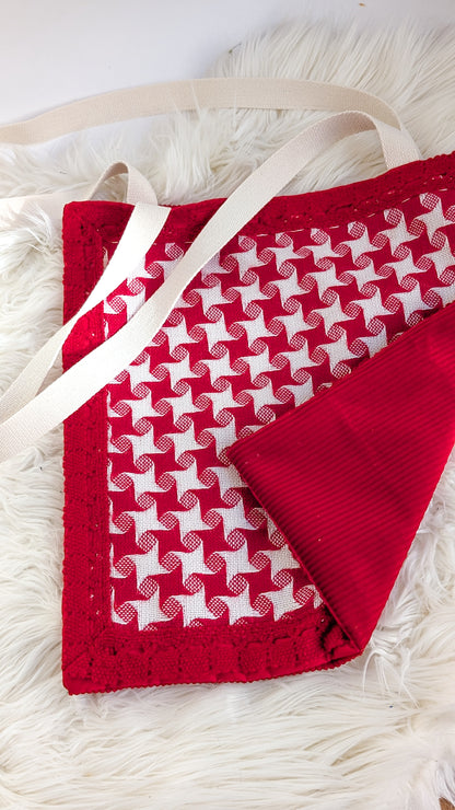 Upcycling Einkaufsbeutel Nachhaltige Einkaufstasche Red Diamonds "Omi's 70's Table" Einzelstück