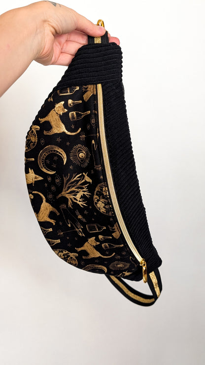 Hipbag Bauchtasche Crossbody Bag Schwarz GOLD Halloween Witch