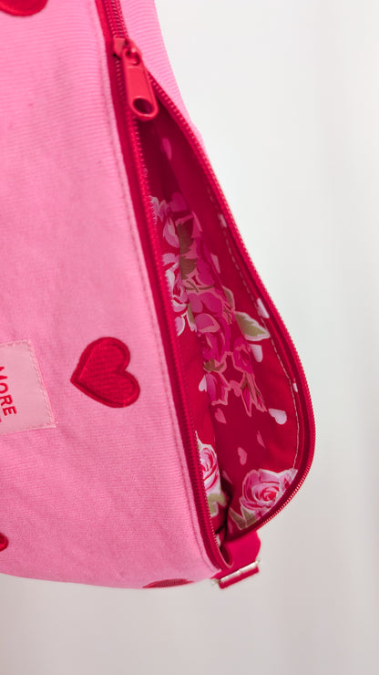 Pink/Rot Cord Bauchtasche Hipbag Crossbody Umhängetasche Herzchen More Amore