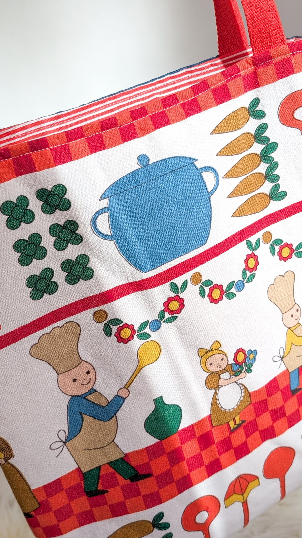 Upcycling Tote Bag Einkaufsbeutel Nachhaltige Einkaufstasche "Omi's 70s Kitchen"