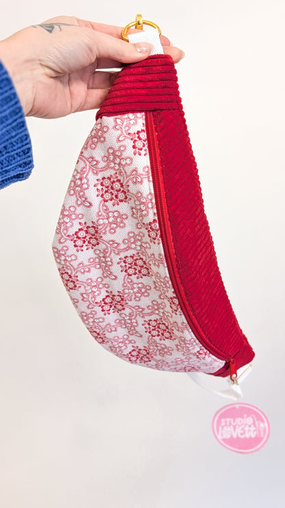 Upcycling Cord Bauchtasche Granny Red Berries Hipbag