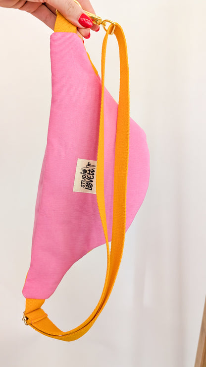 Bunte Cord Hipbag Bauchtasche Streifen Pink Gelb Rot