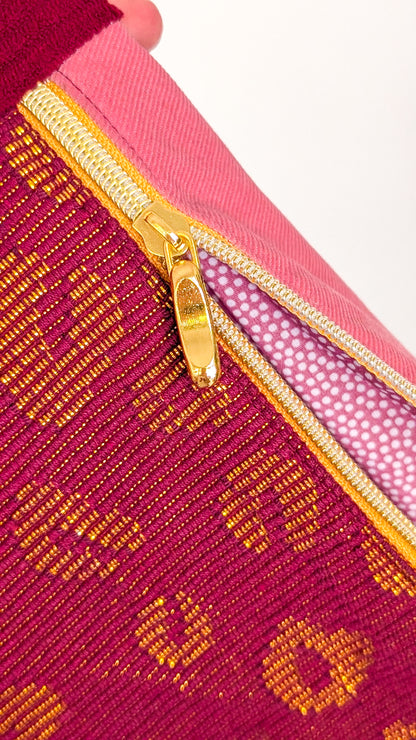 Upcycling Bauchtasche Crossbody Bag LEO Burgund/Gold Einzelstück