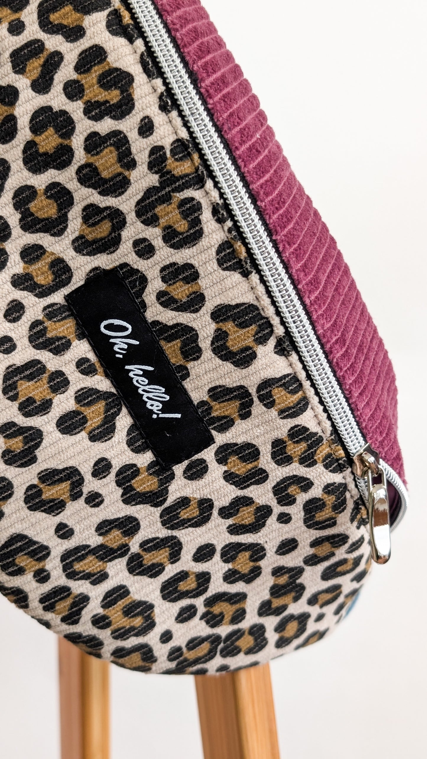 Pastell Color Blocking Cord Bauchtasche Hipbag Umhängetasche Beere LEO #2