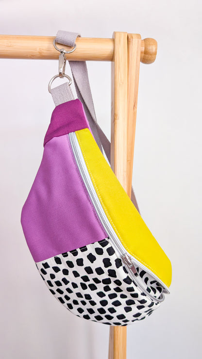 80s Hipbag Bauchtasche Cross Body Bag Tupfen Pastell Lavendel
