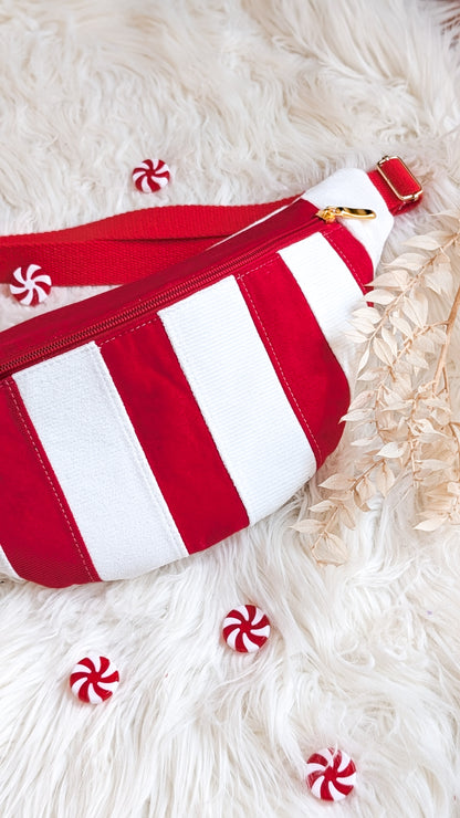 Weihnachten Hipbag Streifen Bauchtasche Patchwork Tasche Rot/Weiß LIMITIERT