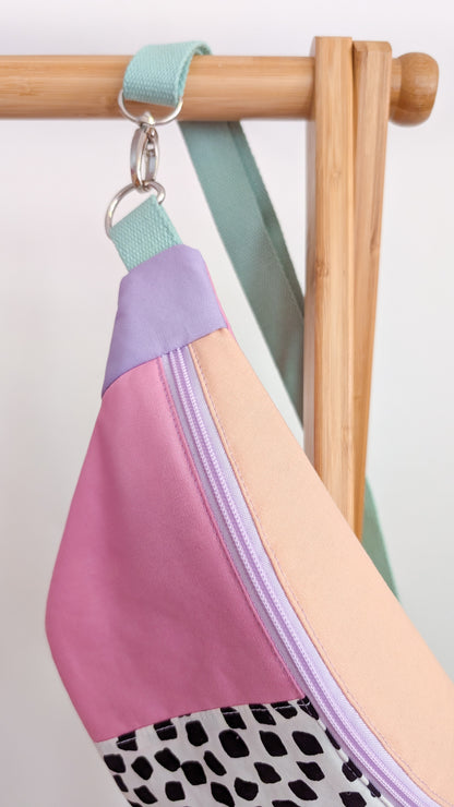 80s Hipbag Bauchtasche Cross Body Bag Tupfen Pastell Rosa, Peach & Flieder #4