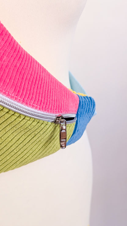 Bunte Colorblocking Cord Bauchtasche Sommer TROPICAL Tucans
