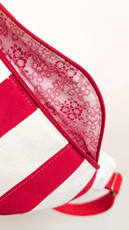 Weihnachten Hipbag Streifen Bauchtasche Patchwork Tasche Rot/Weiß LIMITIERT