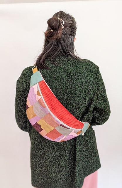 XL Crossbody Bag – bunte Color-Blocking Umhängetasche mit geometrischem Muster