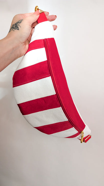 Weihnachten Hipbag Streifen Bauchtasche Patchwork Tasche Rot/Weiß LIMITIERT
