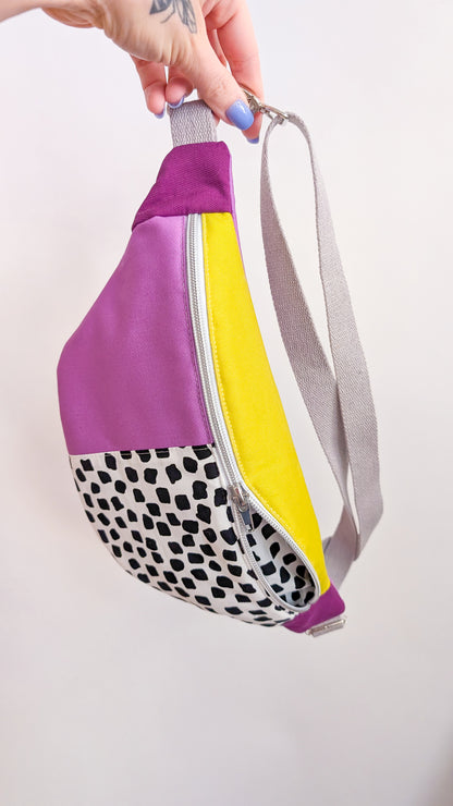 80s Hipbag Bauchtasche Cross Body Bag Tupfen Pastell Lavendel