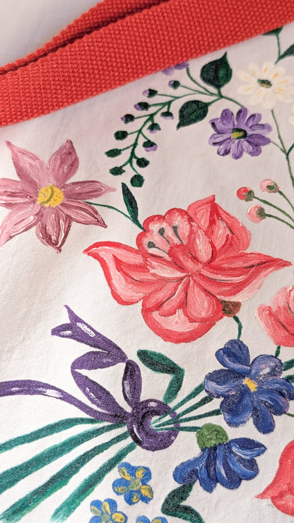 Handbemalte Upcycling Tasche Einkaufsbeutel Nachhaltige Einkaufstasche "Omi's Tischdecke"