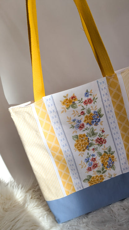 Upcycling Einkaufsbeutel Hortensien Einkaufstasche "Omi's Couchbezug"